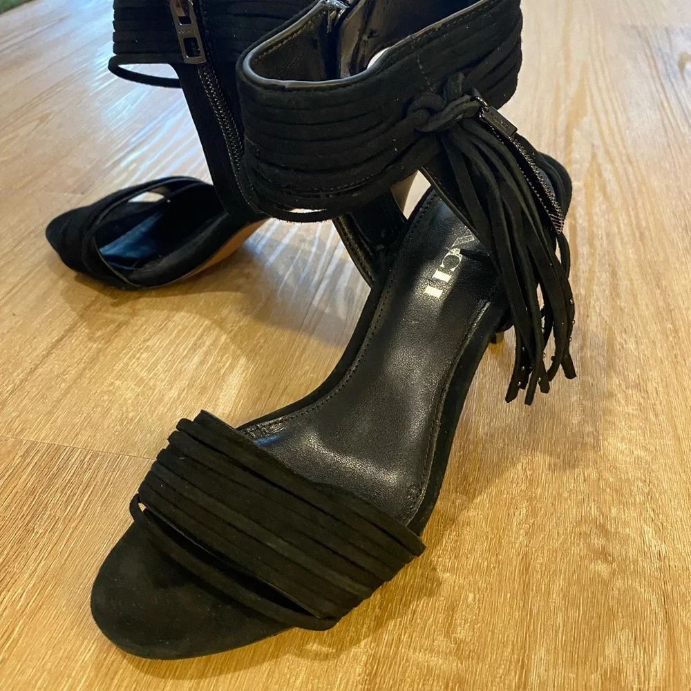 Coach Harvey Lux Suede Black Dress Heels - Picture 5 of 6